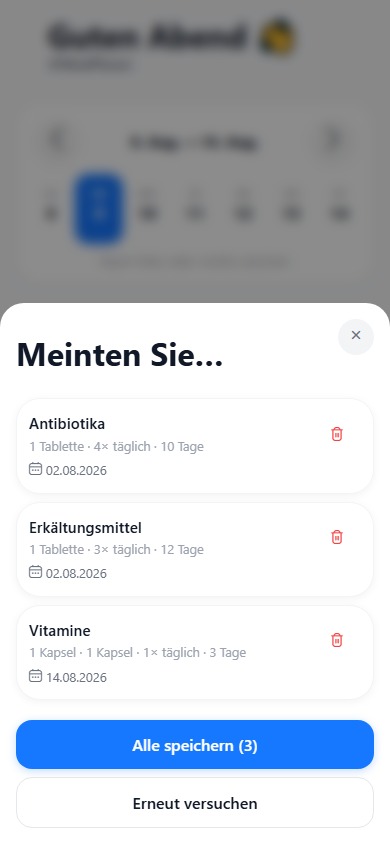 KI erstellt drei Medikamentenkurse aus einer Sprachnachricht